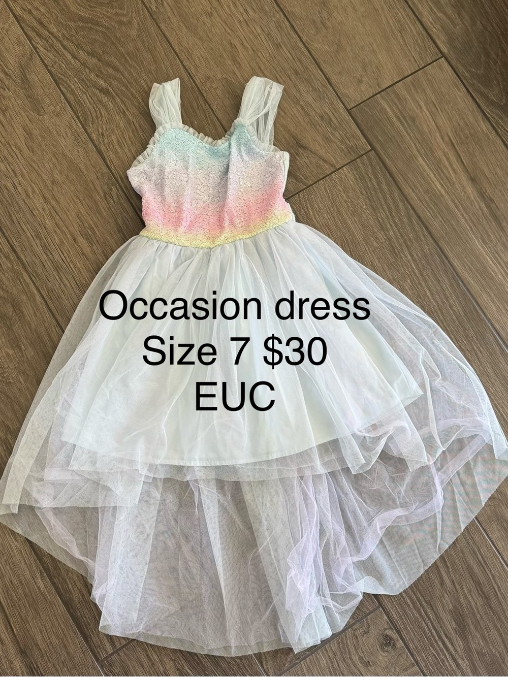 lilt Pastel Rainbow Tulle Party Dress - White, Pink, Blue, Yellow